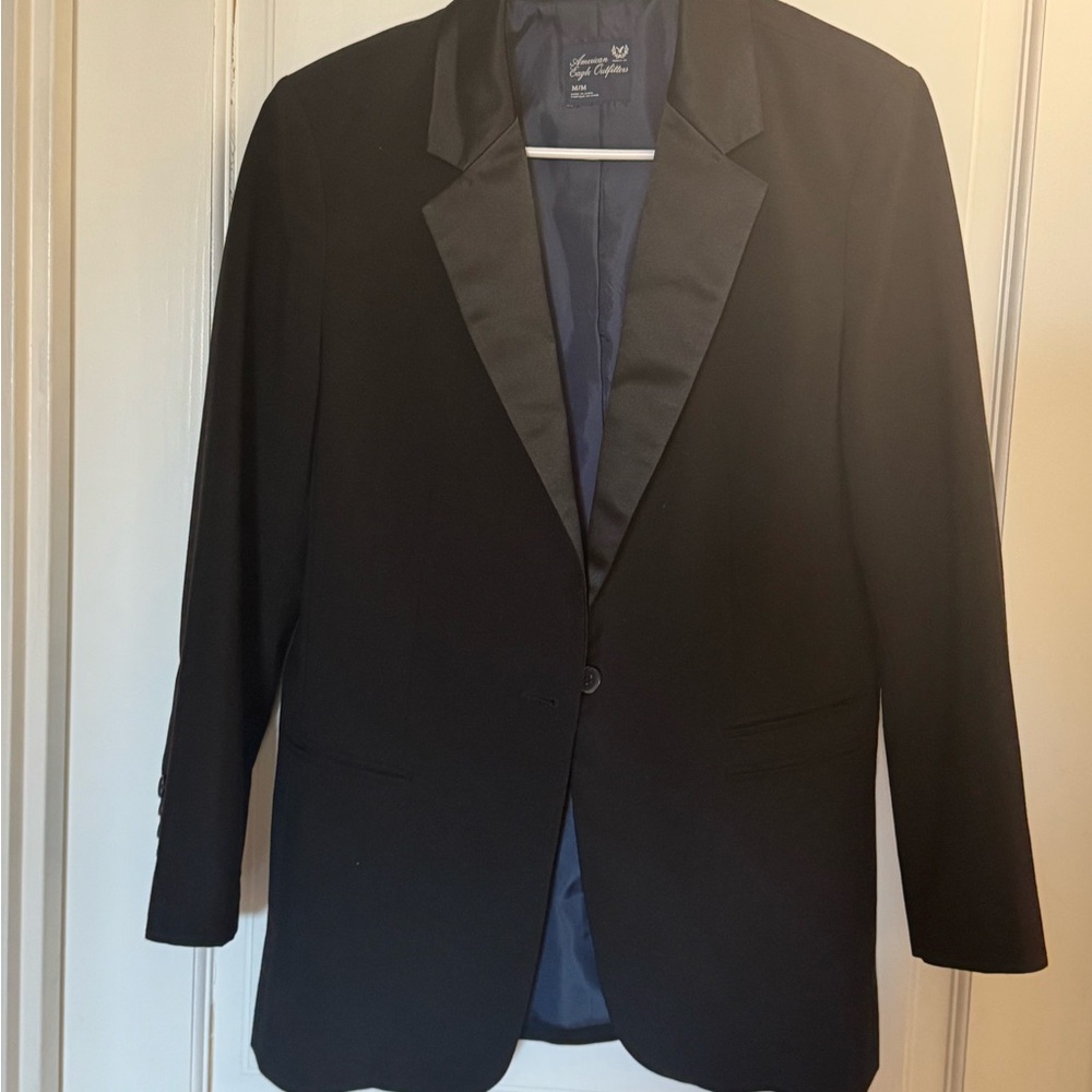 American Eagle Outfitters Black Blazer Satin Lapel